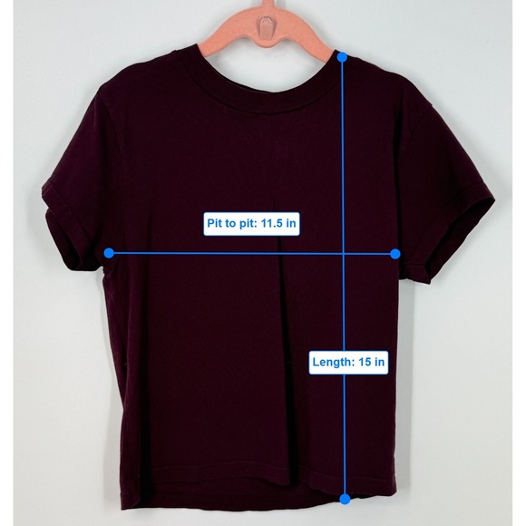 Talentless Burgundy Minimalist Crewneck Babydoll Tee 100% Cotton Size S - Picture 4 of 4